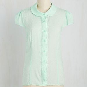 💥 Modcloth Blue Polka Dot Blouse 2X